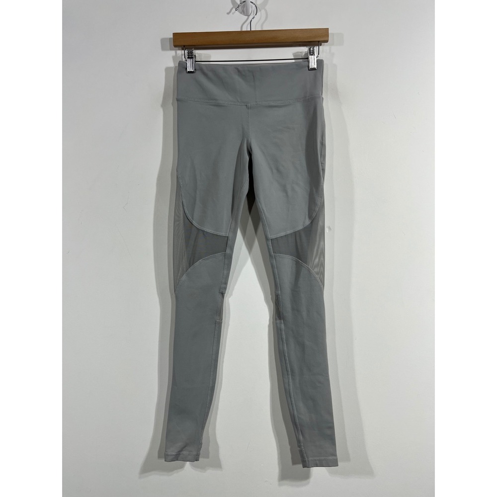 Alo Yoga Sporty Athleisure Coast Mesh Panel Leggings Grey Womens Small Pilates